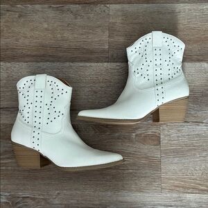 Cream Rhinestone Booties